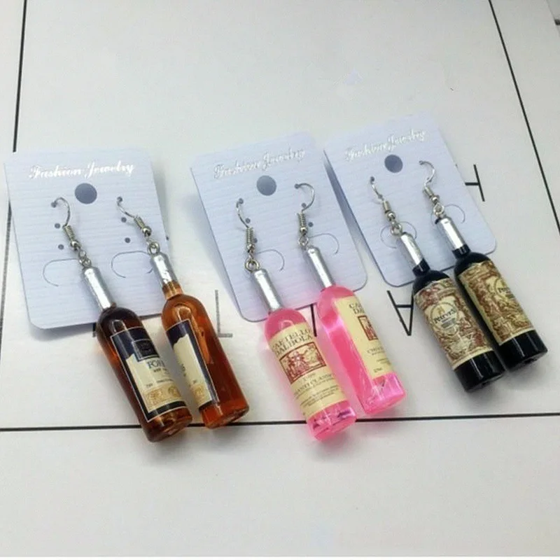 

Unique Women's Wine Bottle Red Wine Earrings Cocktail Party Noble Jewelry Role Performance Earrings personality Birthday Gift
