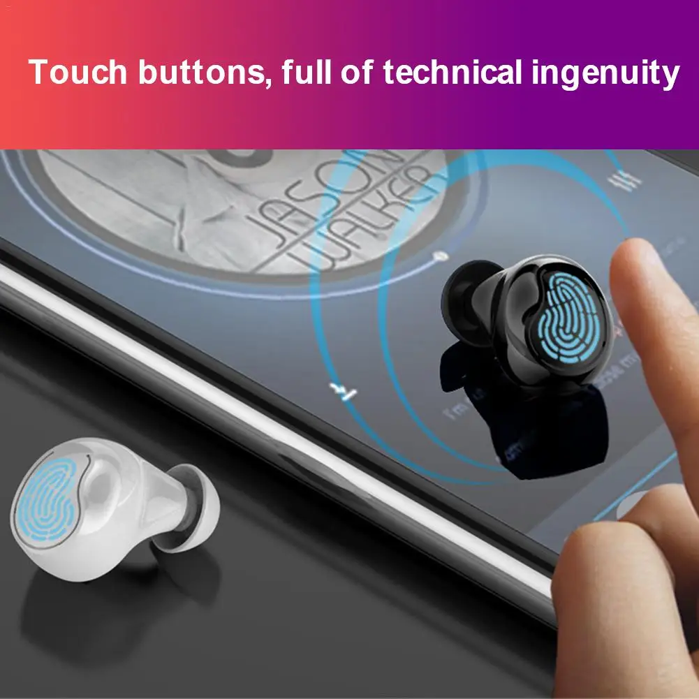 TWS Bluetooth 5,0 сенсорные беспроводные bluetooth-наушники с функцией распознавания отпечатков пальцев, водонепроницаемая гарнитура с зарядным устройством, интеллектуальный цифровой дисплей