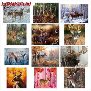 

5D Diy Diamond Painting Forest Wild Animals Scenery Deer Full Drill Square Rhinestone Diamond Embroidery Cross Stitch Home Decor