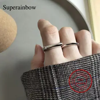 

SUPERAINBOW 925 Sterling Silver Smooth Irregular Geometric Open Finger Rings for Women Party Jewelry Gifts Wholesale SR-R31