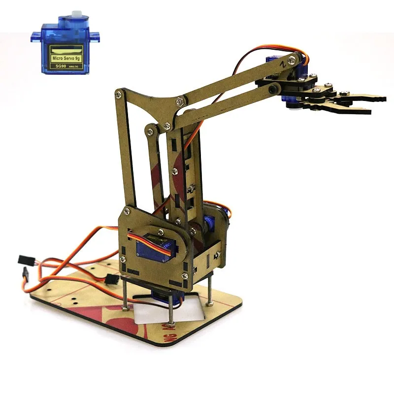 4 DOF DIY собранная акриловая рука робота механическая рука робота разборка манипулятора коготь для Arduino разработки DIY Kit sg90 mg90 - Цвет: Robot kit with SG90