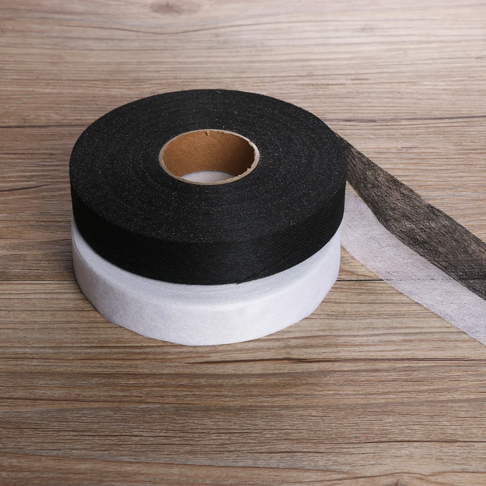 

1PC 100M Black and White Wonder Web Iron On Hemming Tape Double faced Adhesive Fabric Roll Clothes Sewing Turn up Hem DIY Craft