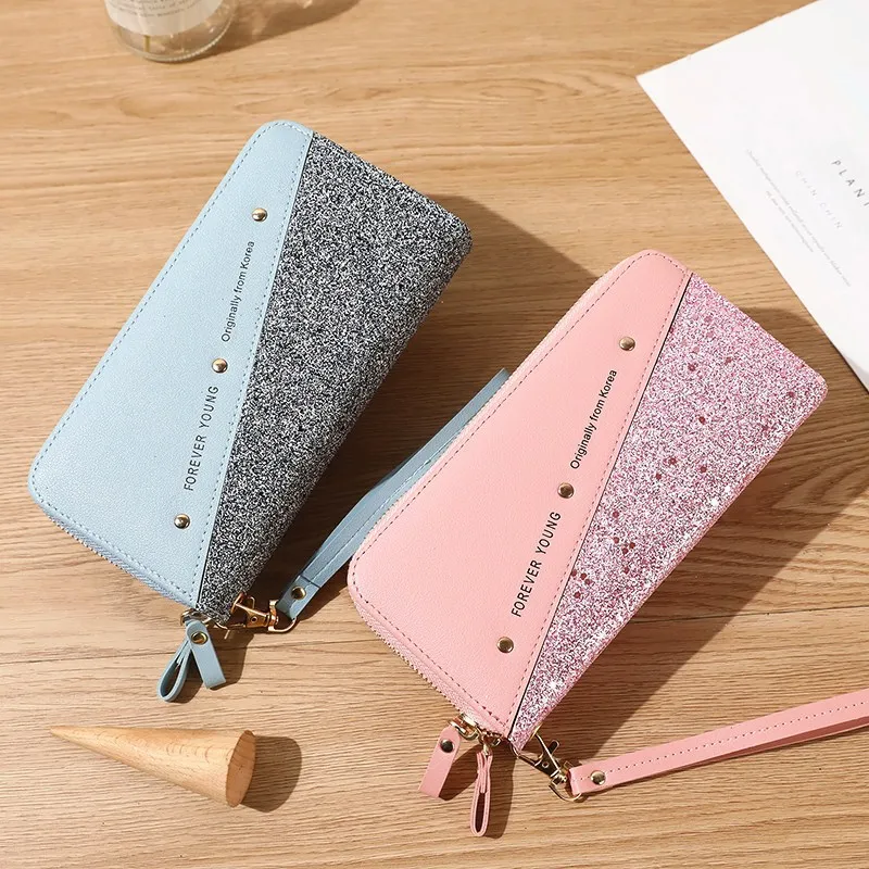 Women Wallets Lady Long Coin Purses Cards Holder Woman Double Zippers Handbags Billfold Wallet Burse Wristlet Money Bags Pocket