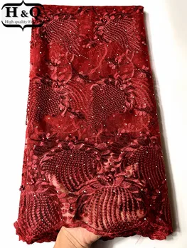 

Newest African Mesh Lace Fabric French Lace Fabric With Beaded Stones High Quality 2020 5 Yards/pcs For Party Dress JY25F70