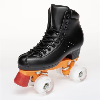 

Two Line Roller Skates Shoes Double Row Skates Patines Children Adult Parenting Sneakers PU Wheels No Flash Cowhide Leather IB44