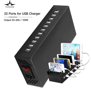 

100W 22 Ports USB New Charger for IPhone Android HUB Adapter Charging Station Socket with Bracket Kindle Tablet Phone Charger