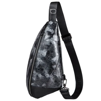 

LJL-P.KUONE Leather Chest Pack Shoulder Bag Travel Chest Pack Cell Phone Pack
