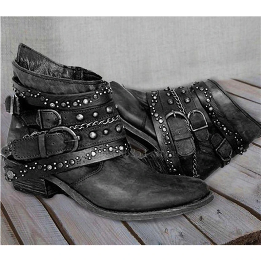 

Medieval Retro Shoes Men PU Leather Rivet Shoes Carnival Cosplay Viking Pirate Buckle Boot Steampunk Gothic Warrior Accessory