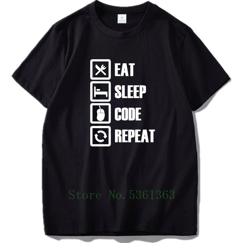 Футболка Eat Sleep Code Repeat модная простая футболка хит продаж хлопковые Дизайнерские