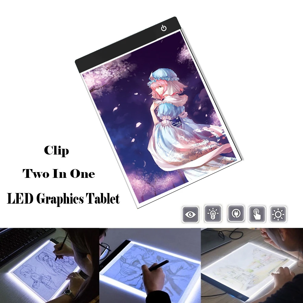 Зажим+ A4, доска для рисования, светодиодный светильник для рисования, коробка с USB питанием, планшет, доска для рисования, пустой холст, инструмент для рисования