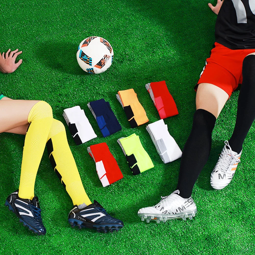 Practical 3 Color Nylon Soccer Match Soft Long Tube Socks Football Socks Athletes Sport Socks Antiseptic Comfortable Portable