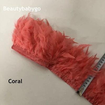 coral 10 ярдов/партия индейка бахрома с перьями 4-6 дюймов перья марабу отделка юбки платье отделка ленты перья для ремесел - Цвет: coral