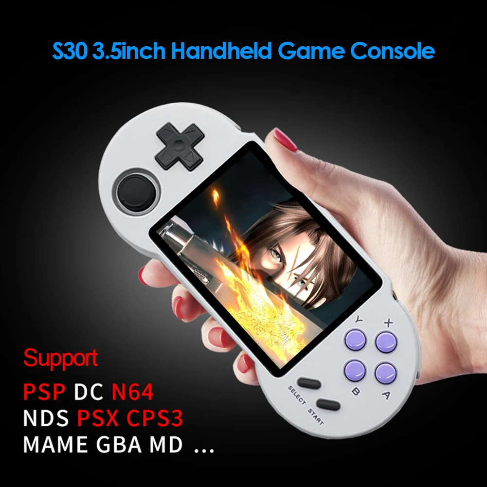 Pocketgo S30 Retro Game Console 3.5 inch IPS Screen Handheld Game Player Built-In 128GB 10000 Games Pocket Video Players