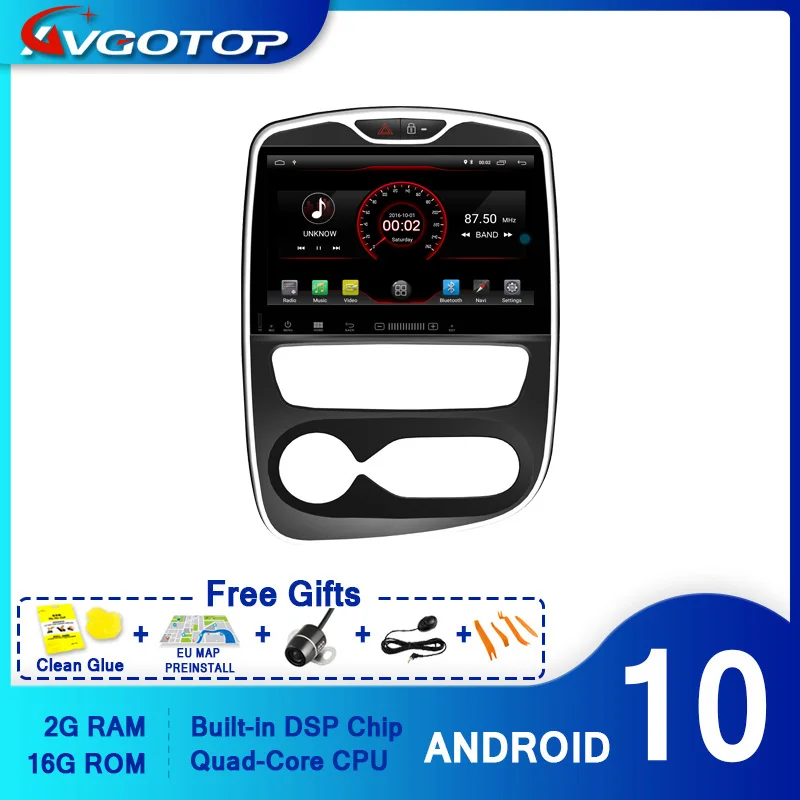 Автомагнитола AVGOTOP на Android 10 для RENAULT CLIO 2017 MP3 MP4 Wi Fi GPS мультимедиа|Мультимедиаплеер