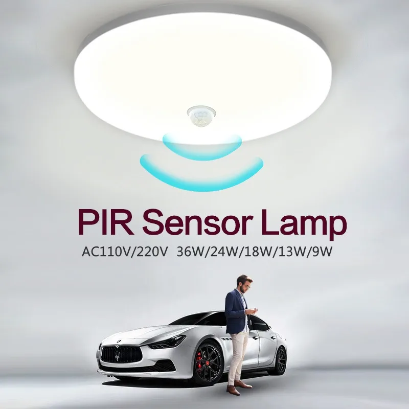 PIR Sensor LED Panel Lamp 36W 24W 18W 13W 9W Ceiling SurfaceMounted Lighting 85-265V Kitchen Bedroom Foyer Corridor CeilingLight | Лампы и