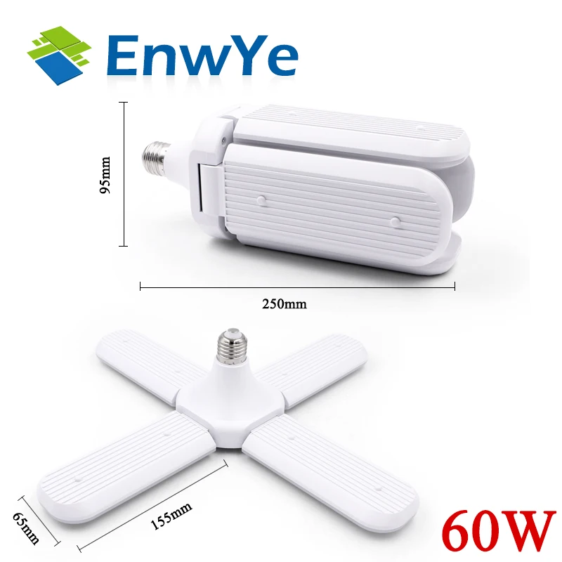 EnwYe светодиодная Складная Лампа с листьями 30 Вт 45 60 E27 супер яркая Регулируемая