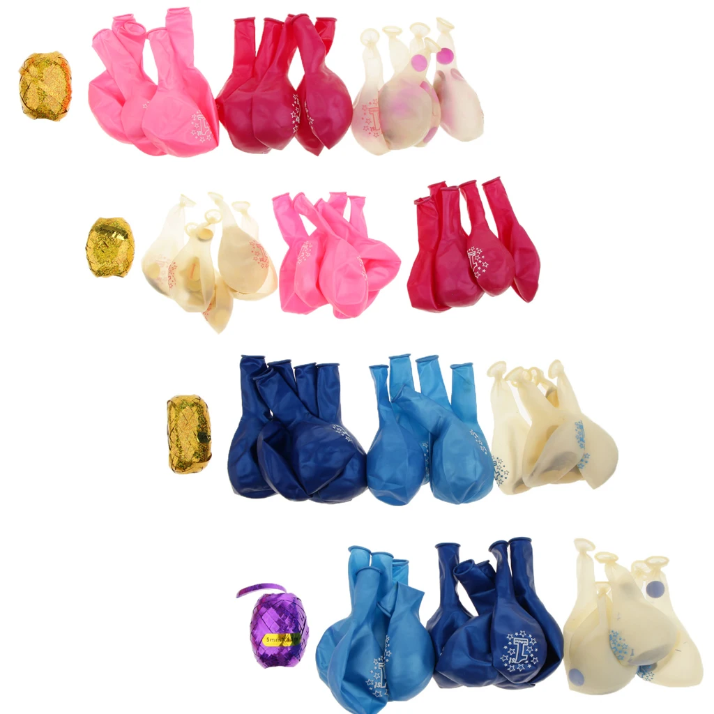 15 Pack Premium Quality Latex Balloons with Paillette Confetti and Ribbon 1st  Birthday Party Baby Shower Decor Accessory