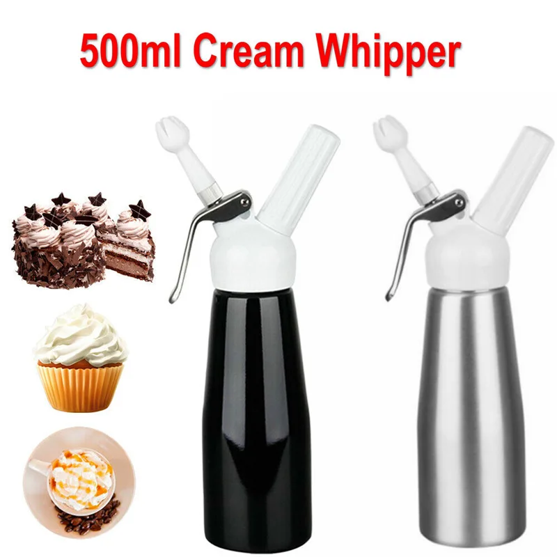 

New 500ml Professional Whipped Cream Dispenser Aluminium Cream Whipper With Nozzles Dropper Cake Dessert Tools