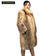 Пальто из натурального меха, зимнее пальто из меха лисы, Женское пальто из натурального меха, Женское пальто с воротником из натурального меха, сохраняющее тепло зимой, QD. YISHANG
