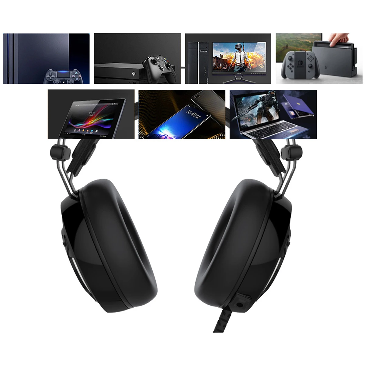3.5mm + USB Wired Gaming Headset With Mic Over-Ear Surround Stereo Sound Headphone RGB Light Headset For PC Cellphone N-Switch​