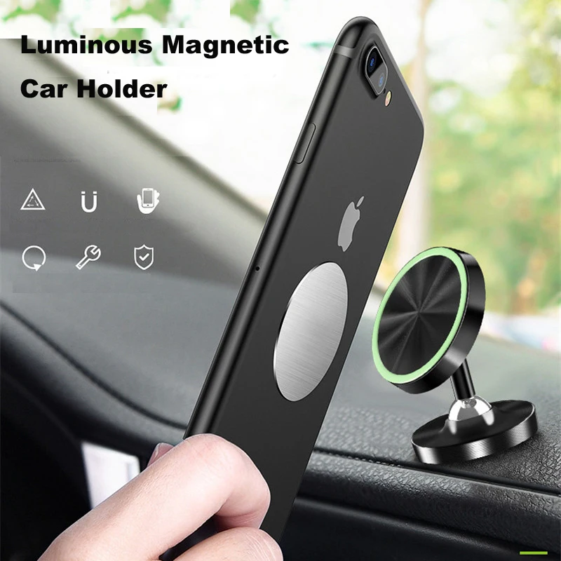 

New arrival Luminous Magnetic Phone Car Holders 360 Degree Magnet Universal in Car Mobile Mount Desk Stand for Cell phone
