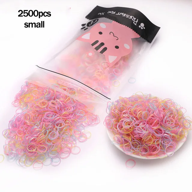 1000pcs/Pack Girls Colorful Small Disposable Rubber Bands Gum For Ponytail Hold Scrunchie Hair Bands Fashion Hair Accessories 2500 colors