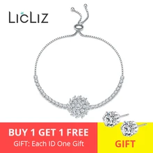 LicLiz, модный роскошный большой Вихревой цветок, очаровательный регулируемый браслет для женщин, циркониевая белая Золотая цепочка, ювелирное изделие LUB0209