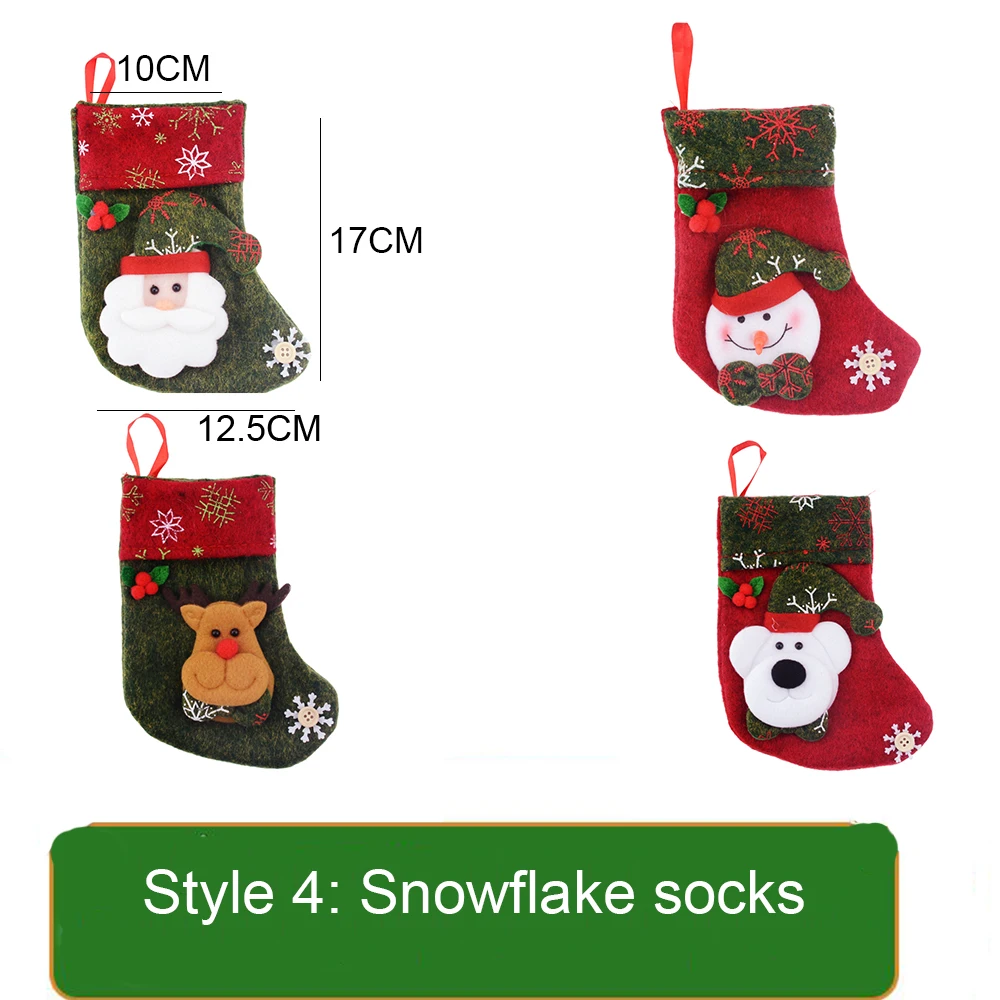 1PCS Christmas Stockings Hanging Christmas Tree Decoration Ornaments New Year Candy Bag Gifts Socks Stocking Xmas Ornament