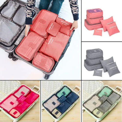 6 шт. водонепроницаемые дорожные сумки для хранения одежды упаковка для обуви куб Органайзер для багажа Сумка