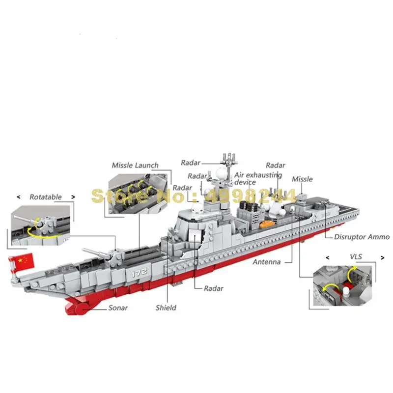  1359pcs military navy missile destroyer battleship warship building blocks Bricks Toy | Игрушки и хобби