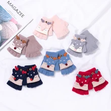 От 1 до 3 лет Детские Мальчики женские перчатки новорожденный малыш симпатичный мультяшный олень варежки зимние ветрозащитные перчатки для детей держать палец теплые перчатки