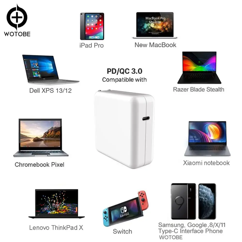 Tanie USB C zasilacz 18W 30W 61W 87W QC3.0 USB PD3.0 ładowarka ścienna do MacBook Pro Air iphone 11 11pro X 8 iPad Pro S8 S9 S10, itp.