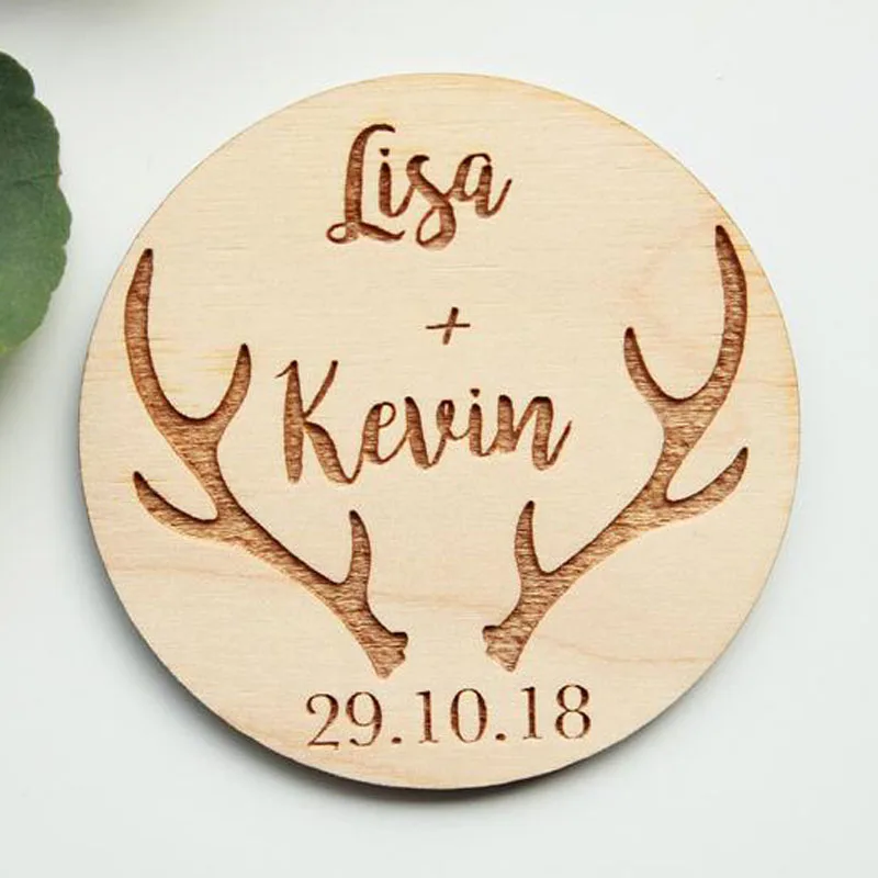  Antler Wedding Save The Date Magnet Rustic Deer Wedding Save The Dates Wood Wedding Invitation favo - 4.0002E+12