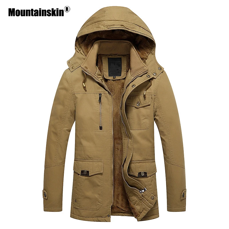 Mountainskin Для мужчин зимняя куртка пальто Parker s Длинная утепленная большой Размеры с