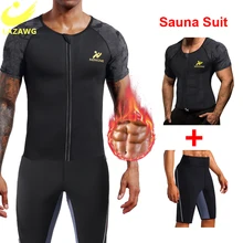 LAZAWG Mens Sauna Sweat Suits Vest and Gym Slimming Pant Fitness Shirt Waist Trainer Shirts TankTops Shapewear Height Waist Pant