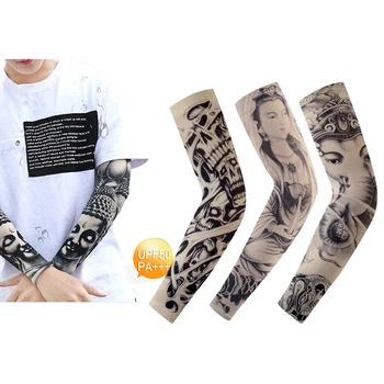 

2pcs/pair Cool off Tattoo Arm Sleeve anti-U Arm Sleeve Warmers Cycling Sunscreen Covers Quick Dry Summer Cooling Sleeves