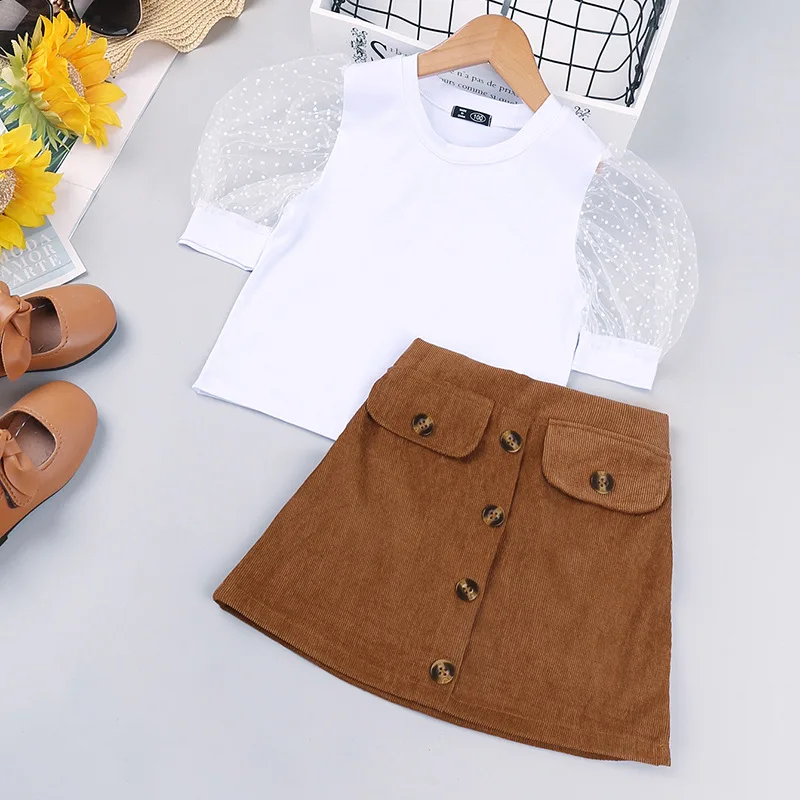 

Fashion Summer Baby Clothes Kids Clothes For Girls T-shirt+Skirt Children Clothing Sets Sports Suit Costume For 2-5 Years Old