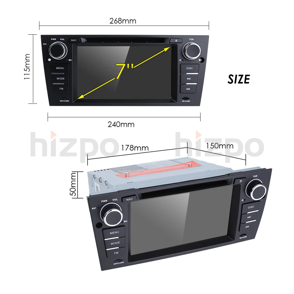 Perfect Car Multimedia Player GPS Android 9.0 1 Din DVD Automotivo For BMW/3 Series E90/E91/E92/E93 2GB RAM Radio FM Wifi 4G SWC DAB USB 30