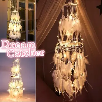 

Dromenvanger Dream Chaser LED Light Double-Deck Vintage Handmade Creative Wind Chimes Hanging Party Wedding Decoration Home