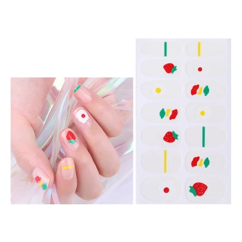 

14 Tips/Sheet Beauty Nails Stickers Heart Glitter Nail Wraps Multicolor Nail Art Full Stickers Adhesive Tips Manicure