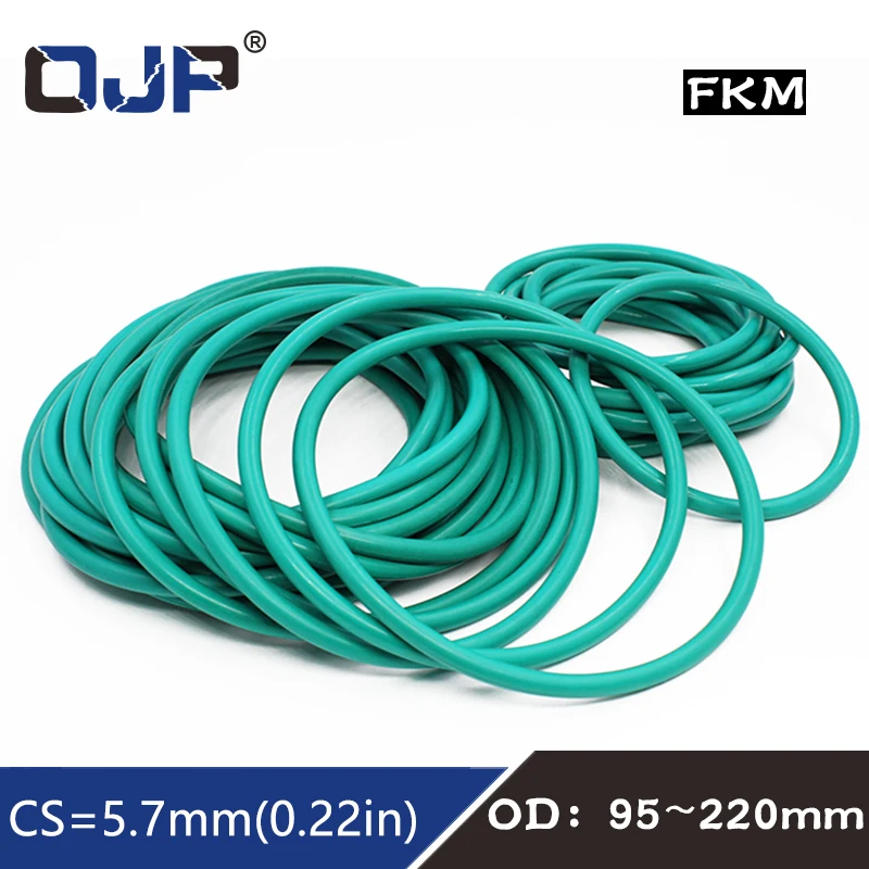 Резиновое кольцо зеленое FKM уплотнительное 1 шт. CS5.7mm OD95/100/105/110/125/140/160/175/200/220 мм