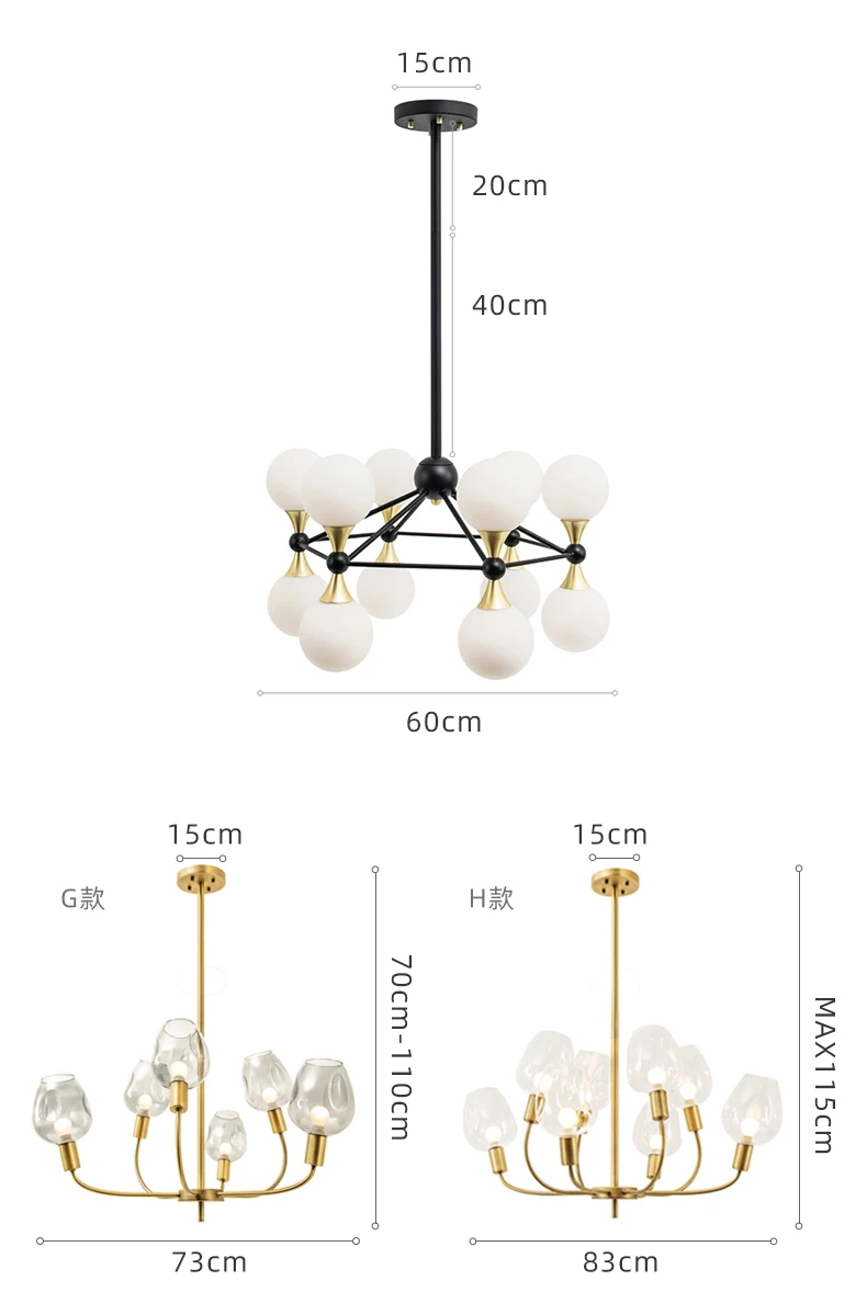 Lustra lampa постмодерн медь роскошный Светодиодный Люстра Освещение прозрачное стекло креативный подвесной светильник для гостиной