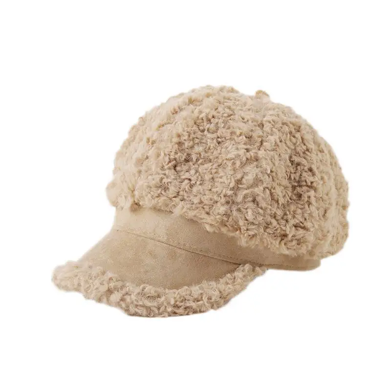 COKK овечья шерсть, плюшевая хлопковая восьмиугольная шапка, Женский Зимний берет, шапки для женщин, винтажный капор, шапка для художника, кепка газетчика, плотная теплая
