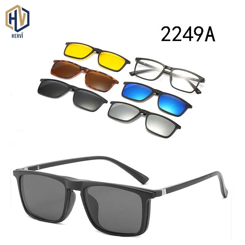 

5+1 Multifunction Polarized Light Round Sunglasses Men Women Adsorption Clips Sun Glasses Photochromic Eyeglasses UV400