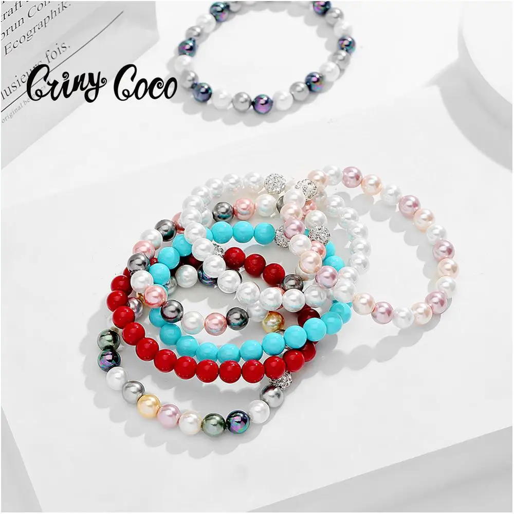 Cring Coco-pulsera de perlas hawaianas para mujer, cuentas rojas a la moda, accesorios de joyería, pulseras elásticas, de cumpleaños para niños - AliExpress Joyería y accesorios