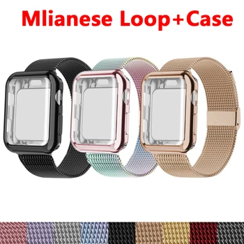 

case+Strap For Apple Watch band Mlianese Loop apple watch 4 3 band 42mm 38mm iwatch band 44mm 40mm correa pulseira bracelet