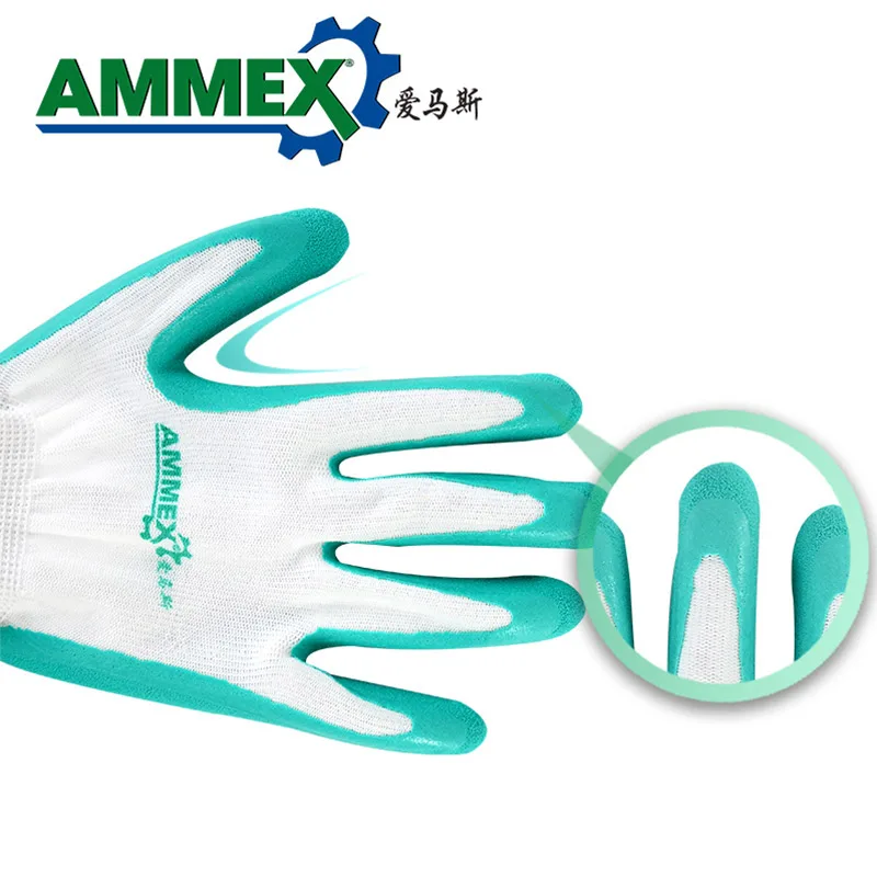 AMMEX рабочие перчатки для латексная ладонь покрытие 2 пары защитные перчатки противоскользящие, из дышащей ткани назад механические садовые защитные перчатки
