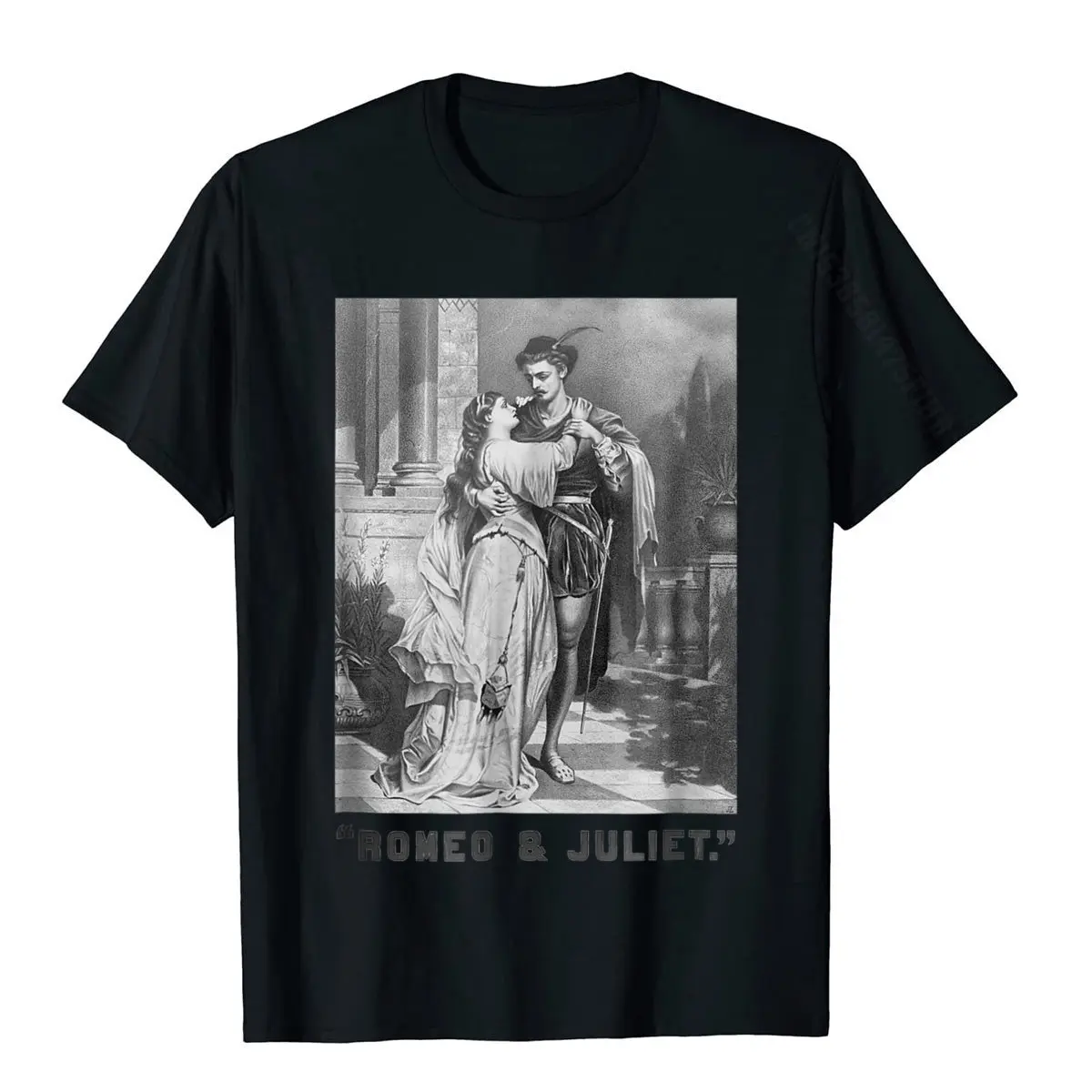 Gift T-shirts New Coming O-Neck Party Cotton Men Tees Normal Short Sleeve Tee-Shirts Free Shipping Romeo and Ju iet T-Shirt-Vintage C assic Shakespeare Tshirt__232 black