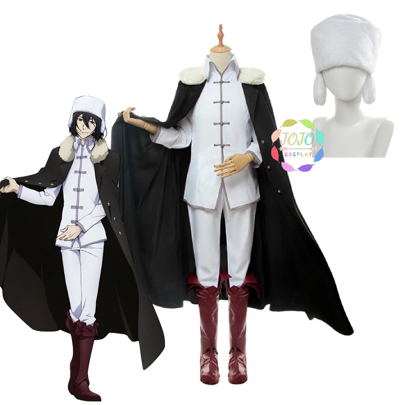 Anime Bungo Stray Dogs 3 Fyodor Dostoyevsky Cosplay Costume Men Uniform Cloak+ Top+ Pants+ Hat+ Boots Cover Full Set Party