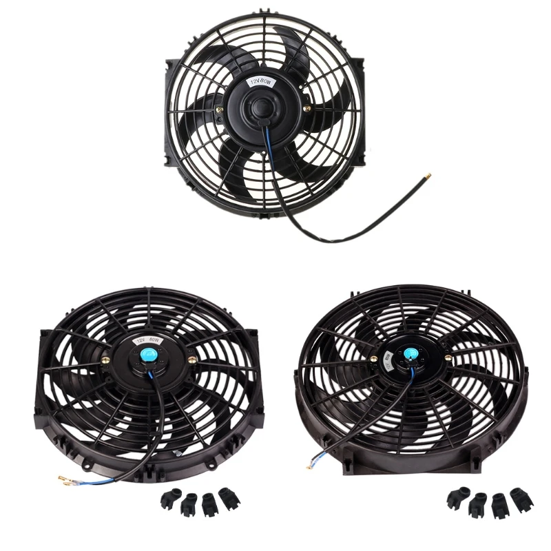 10/12/14 inch Universal Car Radiator Fan Slim Push Pull Electric Engine